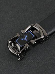 caivektine 1條男士高級自動扣鹿頭設計皮帶,適用於商務和休閒穿著,時尚且時髦