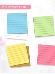 Colored Line Sticky Note Paper Student Message Note Note Horizontal Line N Times Sticker Office Stationery - 76*76MM - View 5