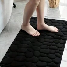 1pc Memory Foam Bathroom Carpet, Pebble Patterned Bathroom Mat, Quick-dry & Washable Shower Mat, Non-slip & Soft Bathroom Rug, Bathroom Accessories - Grey - View 10