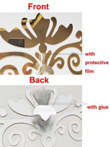 4pcs/set Self-adhesive Gold Mirror Surface 3d Flower Pattern Acrylic Sticker, For Furniture Cabinet, Living Room Wall Decor - Gold - View 5