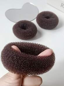 3pcs Brown Donut Shaped Hair Styling Tools For Women With Hairpins And Bun Maker - Mocha Brown - View 5
