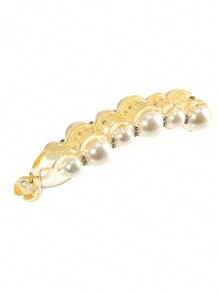 Elegante clip de pelo de banana con decoración de perlas y diamantes de imitación - Blanco - Ver 3