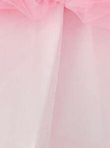 Young Girl Satin Tulle Puff Skirt With Bow, Cute & Dress Suitable For Birthday Party, Excluding Headband - Pink - View 10