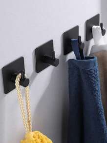 黑色自黏式l型毛巾掛鉤,多功能掛衣架,掛袍子,浴室收納必備 - 黑色 - 查看 1