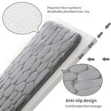 1pc Memory Foam Bathroom Carpet, Pebble Patterned Bathroom Mat, Quick-dry & Washable Shower Mat, Non-slip & Soft Bathroom Rug, Bathroom Accessories - Grey - View 5