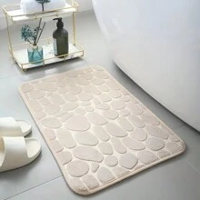 1pc Memory Foam Bathroom Carpet, Pebble Patterned Bathroom Mat, Quick-dry & Washable Shower Mat, Non-slip & Soft Bathroom Rug, Bathroom Accessories - Grey - View 9