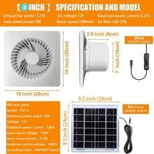 Solar Fan With Solar Panel Is Suitable For Greenhouse, Shed Ventilation And Cooling - White - View 4
