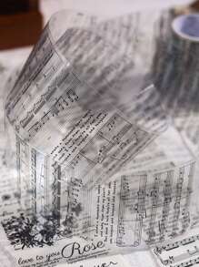 1 卷复古音乐纸、英文字母贴纸，用于剪贴簿、复古风格胶带作为规划师装饰贴纸 - 黑與白 - 查看 11