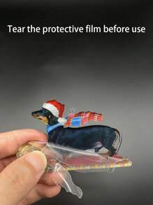 1入組聖誕裝飾用品吊墜臘腸犬聖誕老人創意貓咪車懸掛吊墜家庭聖誕樹裝飾用品 - 黑色 - 查看 3