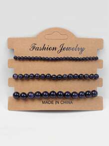 3入組多色天然石珠子手鍊4mm/6mm/8mm,適用於瑜伽、緩解焦慮,可伸縮的能量手環,女性珠寶禮物 - 彩色 - 查看 15