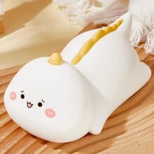 1pc Cartoon Little Dinosaur Silicone Night Light, 3 Levels Timing Patting Night Lamp - White - View 4