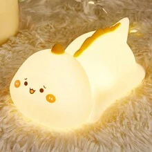 1pc Cartoon Little Dinosaur Silicone Night Light, 3 Levels Timing Patting Night Lamp - White - View 10