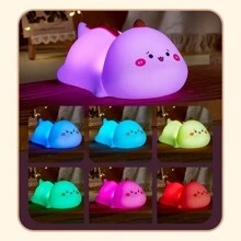 1pc Cartoon Little Dinosaur Silicone Night Light, 3 Levels Timing Patting Night Lamp - White - View 6