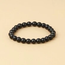 1pc Men's Beaded Bracelet 8mm Rhodonite Agate Healing Crystal Gem Bracelet Mala Yoga Meditation Jewelry Gifts For Women Men-Calm,Confidence,Protection,Success