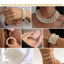 1盒435顆白色仿真珍珠手鍊和項鍊珠寶製作配件,適用於女孩和兒童 - 白色 - 查看 2