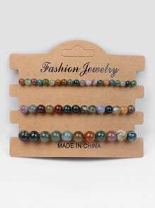 3入組多色天然石珠子手鍊4mm/6mm/8mm,適用於瑜伽、緩解焦慮,可伸縮的能量手環,女性珠寶禮物 - 彩色 - 查看 24