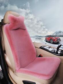 3入組緋紫色冬季汽車座椅墊套件通用尺寸豐盈柔軟汽車座椅套配件(1個靠頭椅套+ 1個背部椅套+ 1個坐墊) - 玫紅色 - 查看 1