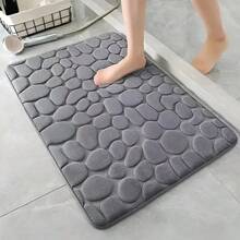 1pc Memory Foam Bathroom Carpet, Pebble Patterned Bathroom Mat, Quick-dry & Washable Shower Mat, Non-slip & Soft Bathroom Rug, Bathroom Accessories - Grey - View 11