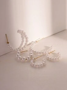 Uworld 1 đôi Linh hoạt Đồ trang trí Ngọc Trai giả khuyên tai đầy đủ Không thấm nước Mạ vàng 18K Thép không gỉ CC Hình dạng Vòng khuyên tai NỮ Hằng ngày Đồ trang trí - Nhiều màu - Xem 4