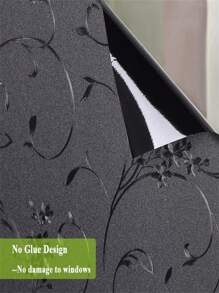 静电贴全遮光窗膜 100% 防紫外线遮阳窗膜 最佳黑色隐私窗膜 可移除塑料玻璃覆盖物、贴纸、墙贴花、乙烯基贴花用于家居装饰、春季装饰品让您的家焕然一新、节日装饰贴纸礼物生日毕业 - 黑色 - 查看 5