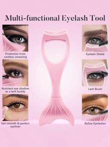 三合一睫毛塗抹器,帶睫毛膏防護矽膠睫毛膏棒 - 可重複使用的化妝助手,完美睫毛和眼線筆(淺粉色) - 淺粉色 - 查看 2