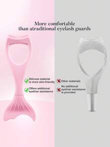 三合一睫毛塗抹器,帶睫毛膏防護矽膠睫毛膏棒 - 可重複使用的化妝助手,完美睫毛和眼線筆(淺粉色) - 淺粉色 - 查看 5