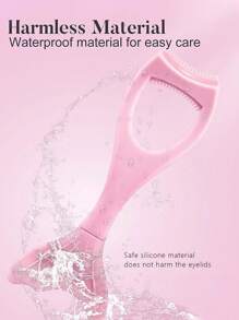 三合一睫毛塗抹器,帶睫毛膏防護矽膠睫毛膏棒 - 可重複使用的化妝助手,完美睫毛和眼線筆(淺粉色) - 淺粉色 - 查看 6