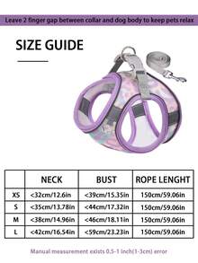 反光狗狗胸帶連牽繩,可調節胸帶背心透氣項圈適用於小型大型犬 - 紫色 - 查看 4