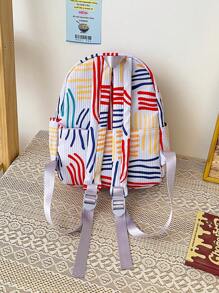 Sac À Dos Femme Tissu Oxford À Rayures Versicolores En Nylon Mini