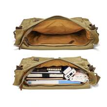 1入組多功能復古帆布相機袋,信差袋,肩背袋,帶可拆卸內部相機袋,適用於dslr相機,旅行 - 黃色 - 查看 9