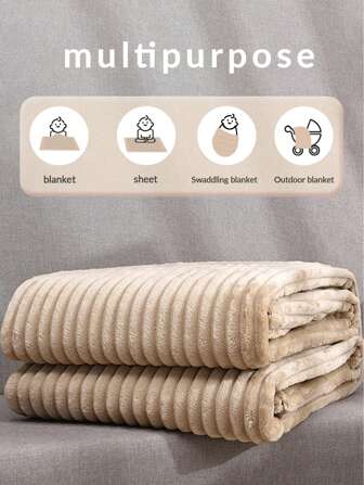 cottgoods 1 Piece Khaki Striped Flannel Fleece Baby Blanket, Can Be Used As Stroller Cover, Swaddle Blanket Or Ing Blanket Love Valentine