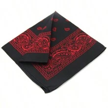 1pc Men's Bandana Head Wrap, Hip Hop Multi Use Square Scarf, Sweat Absorbing Headband, Paisley Silk Scarf - Red - View 11