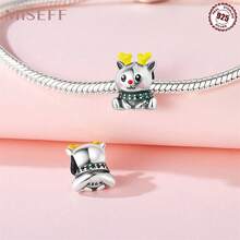 Miseff 2023 全新 1 件 925 純銀聖誕手套雪花麋鹿禮物串珠手鍊 Diy 珠寶製作，女孩/男孩的生日/聖誕禮物，復古聖誕女士禮物