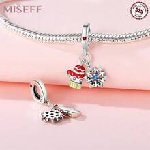 Miseff 2023 全新 1 件 925 純銀聖誕手套雪花麋鹿禮物串珠手鍊 Diy 珠寶製作，女孩/男孩的生日/聖誕禮物，復古聖誕女士禮物