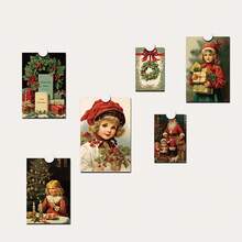 10入組/包復古聖誕卡牆面拼貼套件,塗鴉海報卡片郵件美學油畫和少女少年和學生宿舍的照片-完美的墻藝術桌面裝飾攝影道具 - 彩色 - 查看 5
