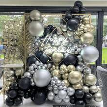 50pcs/Set Of High-Quality Metal Gold Balloons, 12/10/5 Inch Metal Gold Balloons, Used For Balloon Garlands Or Balloon Arches As Party Decorations, Birthday Decorations, Wedding Brides, Gift Giving Parties, Gender Revealing, Anniversary Showers, Party Decorations - Silver - View 7