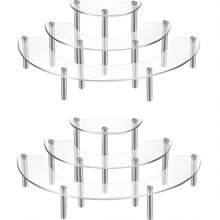 2pcs/set Clear Iron Pillar 3 Tier Half Circle Display Rack - Clear - View 2