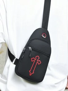 新款休闲韩版防水胸包男爆款时尚运动小包单肩斜挎包时尚胸包 - 彩色 - 查看 4