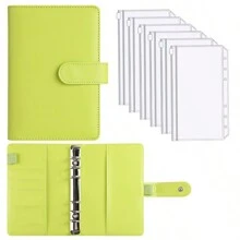 1 Set Or 2 Sets Or 5 Sets A6 Macaron Grid & Marble Pattern Binder With 6 Zipper Pouches,Back To School,School Supplies,Savings Plan,Biweekly Savings Plan,10000 Savings Plan,Savings Strategy - Pink - View 2