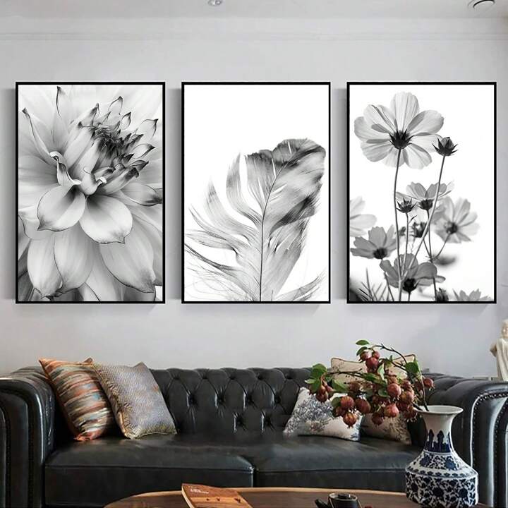 Abstract Art Black And White Flowers