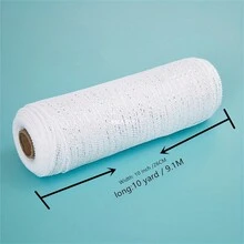 1 卷 10 英寸 * 10 码 PP 网纱卷花环制作材料圣诞金丝网纱节日布置用品 DIY 服装和裙子配件 - 銀色 - 查看 3