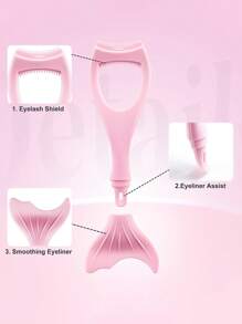 三合一睫毛塗抹器,帶睫毛膏防護矽膠睫毛膏棒 - 可重複使用的化妝助手,完美睫毛和眼線筆(淺粉色) - 淺粉色 - 查看 7