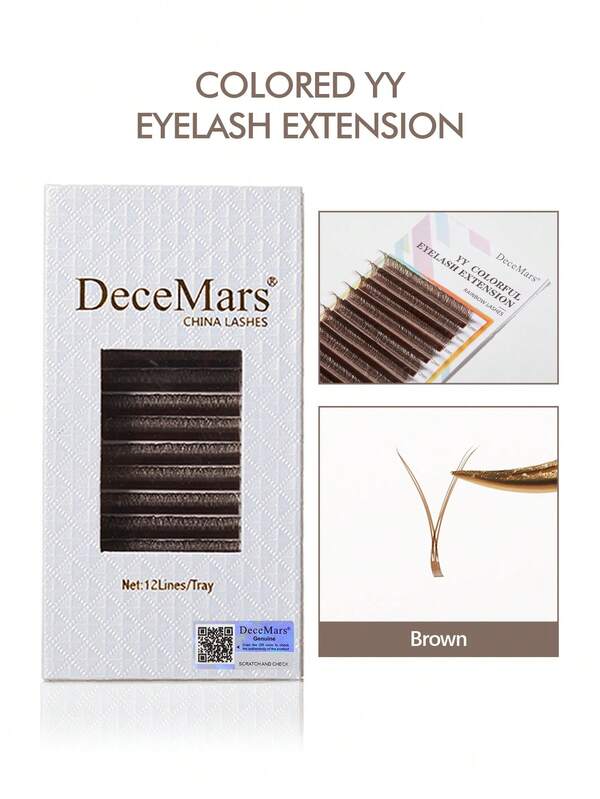 DeceMars False Eyelashes, 12 Rows Colored Eyelashes Extension Brown 8-15Mix 0.07Mm C/D Curl False Eyelash Fake Eyelashes Cluster Eyelashes For Girls