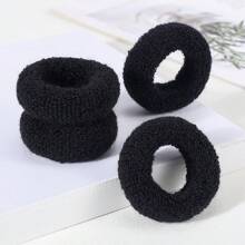 12 buah Ikat Rambut Kain Handuk Elastis Besar untuk Anak Perempuan - Ikat Rambut Rajutan Tebal, Cocok untuk Semua Jenis Rambut - Hitam - View 3