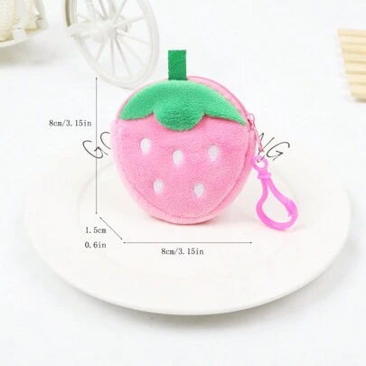 1 Ví đựng tiền xu bằng vải nhung hình trái cây sáng tạo - Ví đựng tiền xu mini thời trang & Mặt dây chuyền túi xách - Quà tặng hoàn hảo