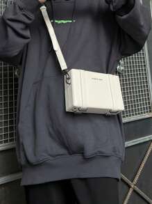 1pc White Simple Design Adjustable Strap Neutral Mini PU Box Crossbody Bag, Peach Tree Christmas Men Bag Vacation Dad Gifts Retro Bag Vintage Shoulder Bag Messenger Bag Tote Bag Side Bags For Men Funny Gifts Gifts For Men Valentine Day Bag For Men Camping Sling Bag For Men Stickers Summer Back To School Valentines Gifts Valentine Gifts For Men Vintage Summer Bag Springbreak White Bag Gift Bag Pack Cross Body Bag Vintage Bags School Supplies New Life Items For Students Men Essentials Fashion Men's Bags Graduation - 白色 - 查看 1