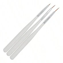 Nail Art Brush Set, 3pcs White Handle Manicure Painting Pens For Nail Art Decoration Diy