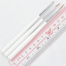 Nail Art Brush Set, 3pcs White Handle Manicure Painting Pens For Nail Art Decoration Diy