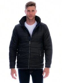 Chamarra Tipo Leñador Para Hombre Doble Vista Reversible - Negro - Ver 6