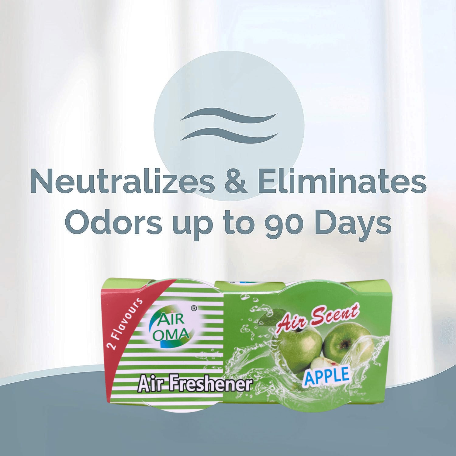 2 Bottles Apple Scented Solid Air Freshener & Odor Absorbent Gel